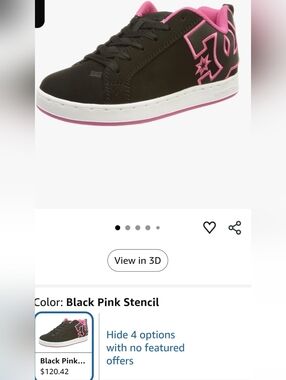 DC Black and Pink Lace-Up Sneakers